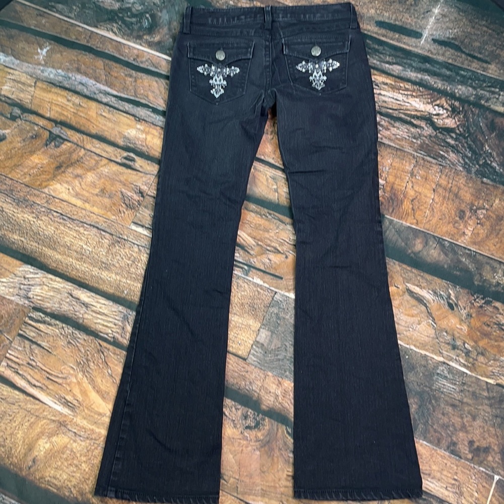 Rock 47 by Wrangler Ultra Low Rise Boot cut black jeans size 3 x 34 - Picture 5 of 8